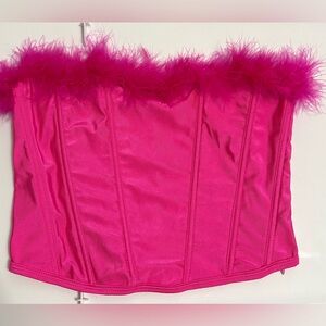 ❤️‍🔥3 for $20❤️‍🔥 Hot Pink Feather Corset Top